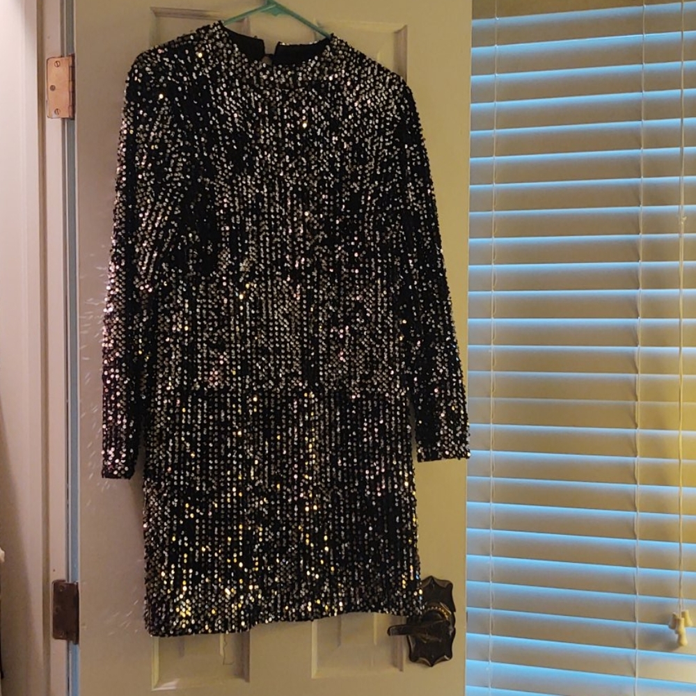 Black Sequin Cocktail Dress